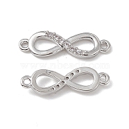 Brass Micro Pave Clear Cubic Zirconia Connector Charms, Infinity Links, Platinum, 17x5x2mm, Hole: 0.8mm(KK-E068-VB387)