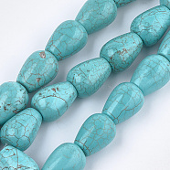 Natural Howlite Beads Strands, Dyed & Heated, Turquoise, Teardrop, 19~20x15mm, Hole: 1mm, about 20pcs/strand, 15.5 inch(TURQ-T003-12)