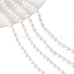 2 Strands Natural Cultured Freshwater Pearl Beads Strands, Rice, Creamy White, 4~5mm, Hole: 0.8mm, about 50~55pcs/strand, 13.7 inch(PEAR-NB0001-22)