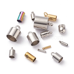 Stainless Steel Cord Ends, End Caps, Mixed Color, 7~15x2.5~11mm, Hole: 1~3mm, Inner Diameter: 2~10mm(STAS-XCP0001-27)
