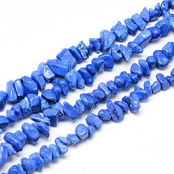 Synthetic Turquoise Beads Strands, Dyed, Chip, Royal Blue, 5~13x5~13x1~7mm, Hole: 1mm, about 240~420pcs/strand, 34.6 inch(X-G-R002-09)