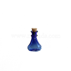 Miniature Glass Empty Wishing Bottles, with Cork Stopper, Micro Landscape Garden Dollhouse Accessories, Photography Props Decorations, Medium Blue, 22x27mm(BOTT-PW0006-01E)