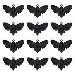 Alloy Pendants, Moth, Electrophoresis Black, 26x41x1.5mm, Hole: 1.6mm, 20pcs/box(FIND-SC0004-50)