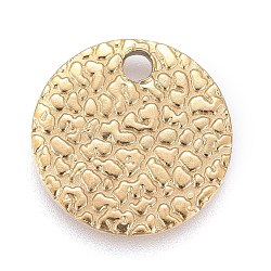 Ion Plating(IP) 304 Stainless Steel Charms, Textured, Laser Cut, Flat Round, Light Gold, 12x1mm, Hole: 1mm(X-STAS-M228-B02-G)