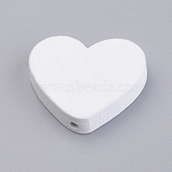 Natural Wood Beads, Dyed, Heart, White, 21x23.5x5mm, Hole: 2mm, about 590pcs/500g(WOOD-Q030-47C)
