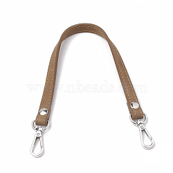 Imitation Leather Bag Handles, with Alloy Clasps, for Bag Straps Replacement Accessories, Platinum, Peru, 345~355x12x3.5mm(FIND-T016-01P-04)