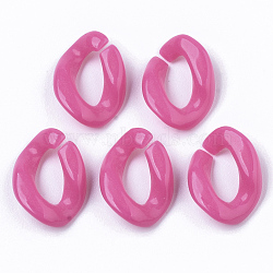 Opaque Acrylic Linking Rings, Quick Link Connectors, For Jewelry Curb Chains Making, Twist, Hot Pink, 19x13x4mm, Inner Diameter: 5x9mm, about 1250pcs/500g(SACR-R248-01B)