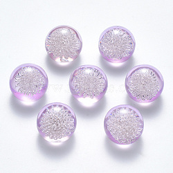 Transparent Acrylic Cabochons, Flat Back, with Iron Wire inside, Round, Silver Color Plated, Lilac, 20x17.5mm, bottom: 12mm(X-TACR-R144-01A)