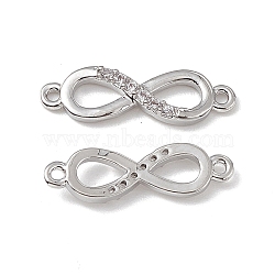 Brass Micro Pave Clear Cubic Zirconia Connector Charms, Infinity Links, Platinum, 17x5x2mm, Hole: 0.8mm(KK-E068-VB387)