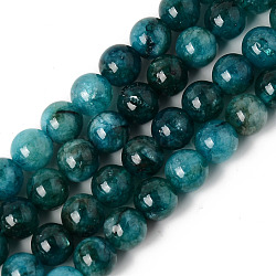 Natural Quartz Beads Strands, Dyed & Heated, Imitation Apatite, Round, Teal, 8~8.5mm, Hole: 1.2mm, about 47pcs/strand, 15.16 inch(38.5cm)(X-G-R479-8mm-03)