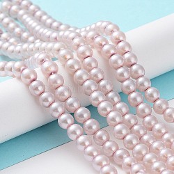 Baking Painted Pearlized Glass Pearl Round Bead Strands, Pearl Pink, 6~7mm, Hole: 1mm, about 145pcs/strand, 31.4 inch(HY-Q003-6mm-47-01)