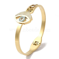 Eye 304 Stainless Steel Rhinestone Hinged Bangles for Women, Real 18K Gold Plated, Inner Diameter: 2~2-1/2 inch(4.95~6.25cm), 22.5mm(BJEW-I315-14G)