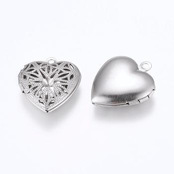304 Stainless Steel Pendant Rhnestone Settings, Diffuser Locket Pendants, Photo Frame Charms for Necklaces, Heart, Stainless Steel Color, 22.5x19.5x5.5mm, Hole: 1mm, Inner Size: 11x13.5mm, Fit for 3mm Rhinestone