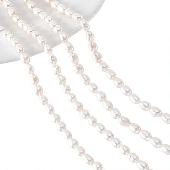 2 Strands Natural Cultured Freshwater Pearl Beads Strands, Rice, Creamy White, 4~5mm, Hole: 0.8mm, about 50~55pcs/strand, 13.7 inch