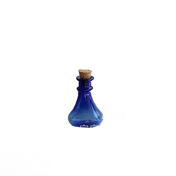 Miniature Glass Empty Wishing Bottles, with Cork Stopper, Micro Landscape Garden Dollhouse Accessories, Photography Props Decorations, Medium Blue, 22x27mm