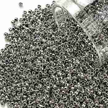 TOHO Round Seed Beads, Japanese Seed Beads, (713) Olympic Silver Metallic, 15/0, 1.5mm, Hole: 0.7mm, about 3000pcs/bottle, 10g/bottle