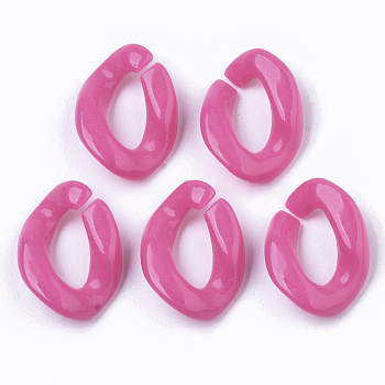 Opaque Acrylic Linking Rings, Quick Link Connectors, For Jewelry Curb Chains Making, Twist, Hot Pink, 19x13x4mm, Inner Diameter: 5x9mm, about 1250pcs/500g