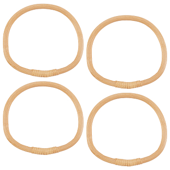 Rattan Bag Handles, Bag Making Supplies, Irregular Ring, Navajo White, 14x15x1.2cm, Inner Diameter: 13x11.6cm