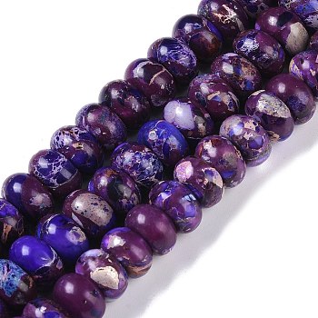 Dyed Synthetic Imperial Jasper Beads Strands, Rondelle, Dark Slate Blue, 10x6mm, Hole: 1.5mm, about 68pcs/strand, 15.75''(40cm)