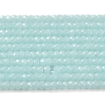 Synthetic Luminous Stone Beads Strands, Faceted, Barrel, Glow in the Dark, Light Sky Blue, 3x2mm, Hole: 0.6mm, about 156pcs/strand, 14.17 inch(36cm)