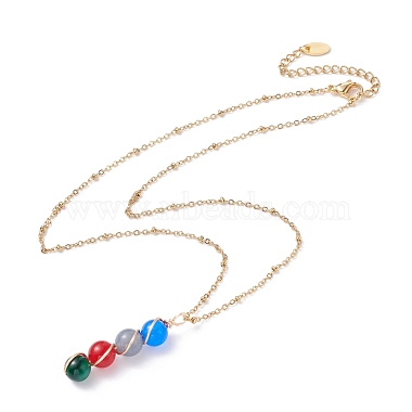 Natural White Jade Beads Pendants Necklace for Women(NJEW-JN03762)-2