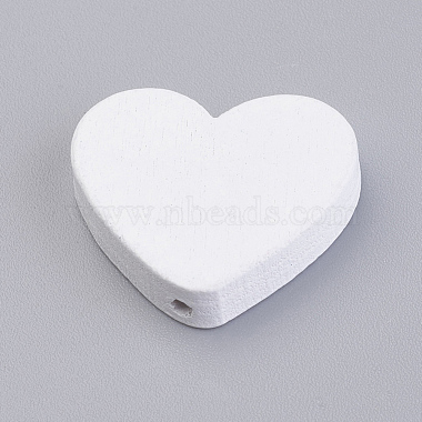 24mm White Heart Wood Beads