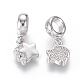 Brass Micro Pave Clear Cubic Zirconia European Dangle Charms(ZIRC-G153-14P)-2