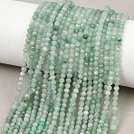 Natural Myanmar Jadeite Beads Strands, Round, Faceted, Grade AA, 3~3.5mm, Hole: 0.5mm, about 134pcs/strand, 15.55''(39.5cm)(G-B175-D16-3mm)