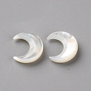 Natural White Shell Beads, No Hole/Undrilled, Moon, 10x8x2mm(SSHEL-Q311-004A-01)