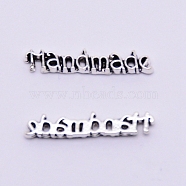 Alloy Cabochons Accessories, DIY for Headwear & Costume Making, Word Handmade, Antique Silver, 3.5x17x1.5mm(PALLOY-WH0072-61AS)