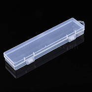 Rectangle Polypropylene(PP) Bead Storage Containers, with Hinged Lid, for Jewelry Small Accessories, Cuboid, Clear, 21x4.8x2.3cm, Hole: 7x17mm, compartment: 40x191mm(CON-S043-054)