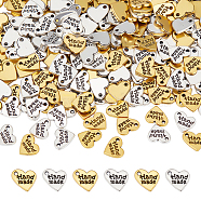 240Pcs 2 Colors Alloy Charms, Heart with Word Handmade, Antique Silver & Antique Golden, 8x8x1mm, Hole: 0.8mm, 120pcs/color(FIND-FG0002-43)