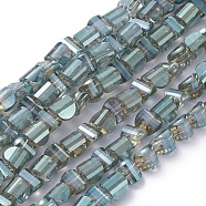 Electroplate Glass Beads Strands, Faceted, Full Rainbow Plated, Half Round, Dark Sea Green, 4x4x3mm, Hole: 0.8mm, about 148pcs/strand, 19.69 inch(50cm)(EGLA-L023A-FR02)