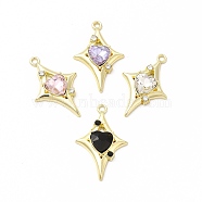 Rack Plating Alloy with Glass Pendants, Star with Heart Charms, Light Gold, Cadmium Free & Nickel Free & Lead Free, Mixed Color, 30.5x19.5x5mm, Hole: 1.8mm(FIND-G051-03LG)