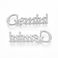 Silver Color Plated Alloy Cabochons, Twelve Constellations, Gemini, 7~10x15~48x1.5~2mm(PALLOY-WH0068-08S-J)