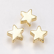 Brass Beads, Star, Golden, 6x6x2.5~3.3mm, Hole: 1mm(KK-E735-27G)