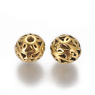 Tibetan Style Alloy Beads, Hollow, Round, Antique Golden, 8.5mm, Hole: 1.6mm(TIBEB-L004-005AG)