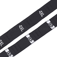 Clothing Size Labels(4XL), Sewing Fabric Band, Garment Accessories, Size Tags, Black, 12.5mm, about 10000pcs/bag(OCOR-S120A-02)