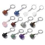 Natural/Synthetic Gemstone Keychains, with Iron Keychain Clasps, Ghost, 8cm(KEYC-P011-04P)