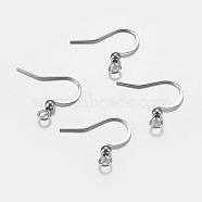 316 Surgical Stainless Steel French Earring Hooks, Flat Earring Hooks, Ear Wire, with Horizontal Loop, Stainless Steel Color, 16x17~19x3mm, Hole: 2mm, Pin: 0.6mm(X-STAS-F149-31P)