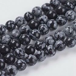 Natural Snowflake Obsidian Beads Strands, Round, 6mm, Hole: 1mm(G-G515-6mm-01)