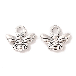 Tibetan Style Charms, Lead Free and Nickel Free, Bee, Antique Silver, 10x11x2mm, Hole: 2mm(X-TIBEP-A123292-AS-FF)