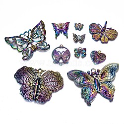 Rainbow Color Alloy Pendants & Link Connectors, Cadmium Free & Nickel Free & Lead Free, Butterfly, 44.5x59.5x7mm, Hole: 6x5mm, 1pc, 10pcs/set(PALLOY-S180-179-NR)