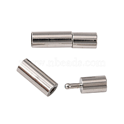 Tube Brass Bayonet Clasps, Nickel Free, Platinum, 17x4mm, Hole: 3mm(X-KK-D471-B-P-NF)