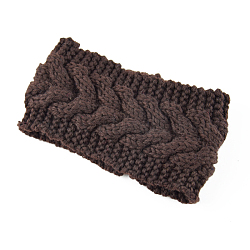 Polyacrylonitrile Fiber Yarn Warmer Headbands, Soft Stretch Thick Cable Knit Head Wrap for Women, Coconut Brown, 210x110mm(COHT-PW0001-23-27)