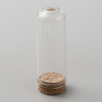 Glass Dome Cover, Decorative Display Case, Cloche Bell Jar Terrarium with Wood Base, for DIY Preserved Flower Gift, Clear, 3x8.7cm