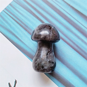 Natural Labradorite Healing Mushroom Figurines, Reiki Energy Stone Display Decorations, 35mm