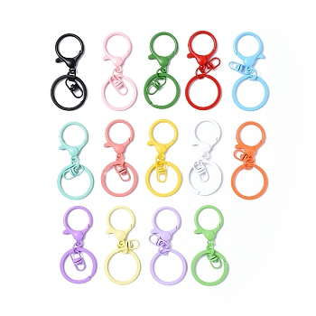 Alloy Keychain Clasps, with Iron Key Rings, Mixed Color, 65mm