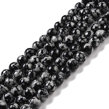 Synthetic Snowflake Obsidian Beads Strands, Round, 6mm, Hole: 1.2mm, about 64pcs/strand, 14.96''(38cm)