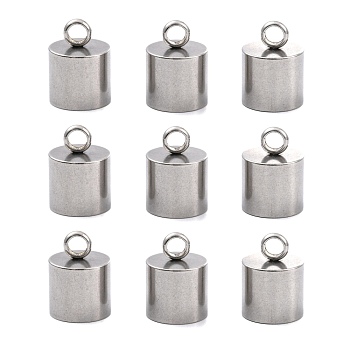 Smooth Surface 201 Stainless Steel Cord Ends, End Caps, Stainless Steel Color, 15x11mm, Hole: 3.5mm, 10mm Inner Diameter